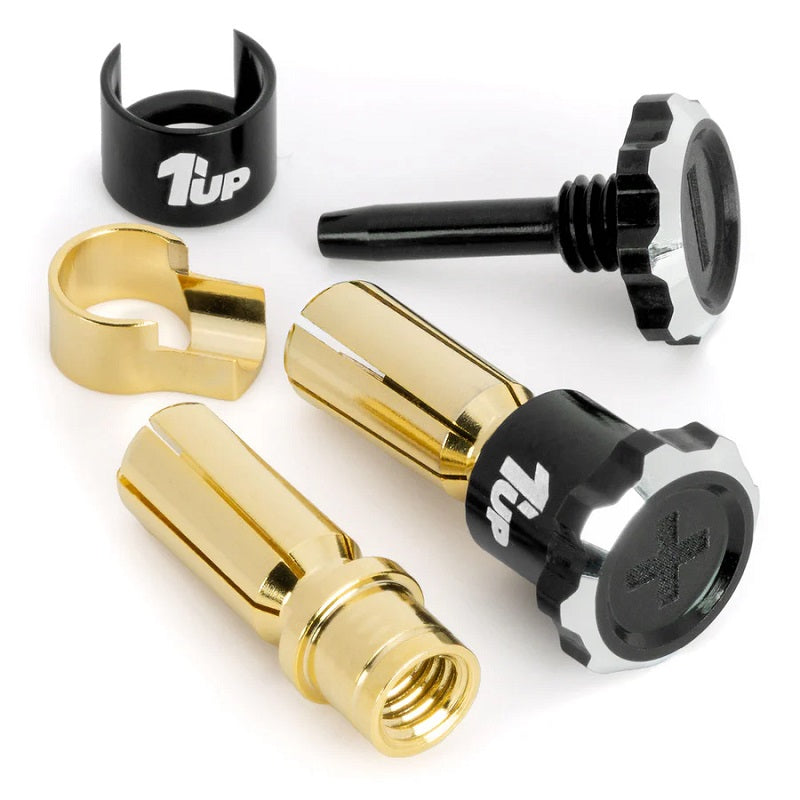 1UP Racing Lockdown Adjustable Bullet Plugs – 5mm – Black/Black – Tool-Free Compression Lock (190450)