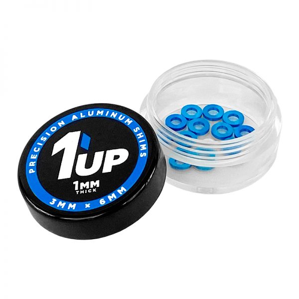1UP Racing Precision Aluminum Shims – 3x6x1mm – 1UP Blue Anodized 6061 Aluminum (12-Pack) (80313)