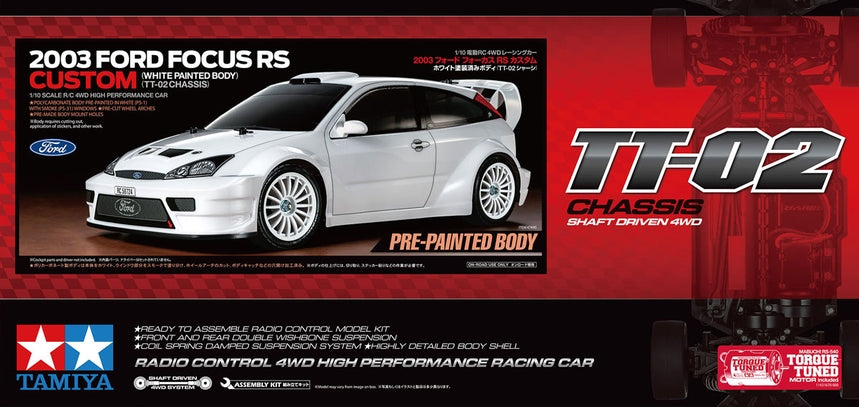 Tamiya 2003 Limited Edition Ford Focus RS Custom 1/10 4WD Rally Car Kit (White) (TT-02) w/Pre-Painted Body
