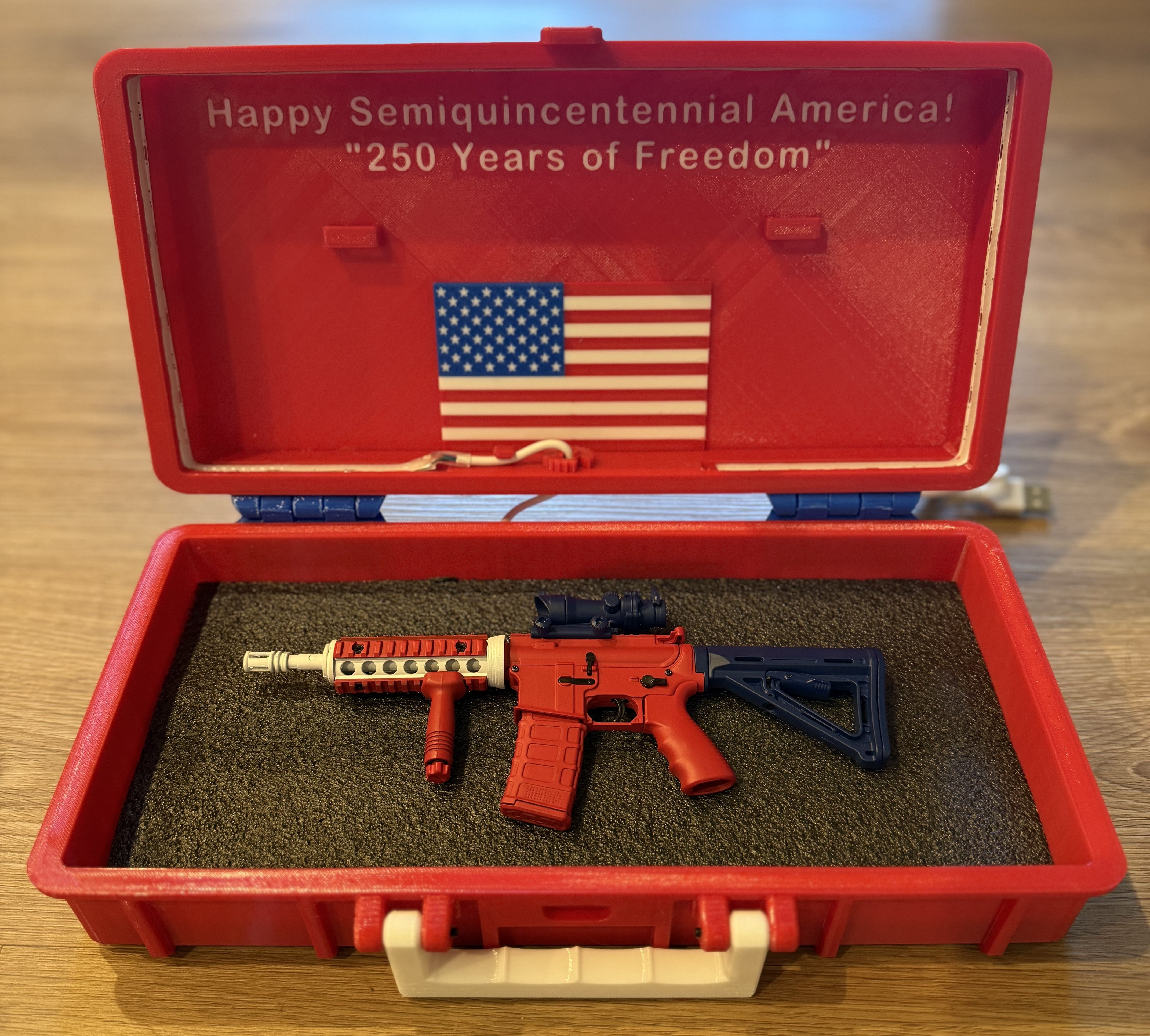 RC Hop Up Parts USA 250 Years of Freedom 1/3 Scale Replica Gun Case LED RGB COB Lights Includes Goat Gun AR-15 USA | Fits Goat Guns® Models