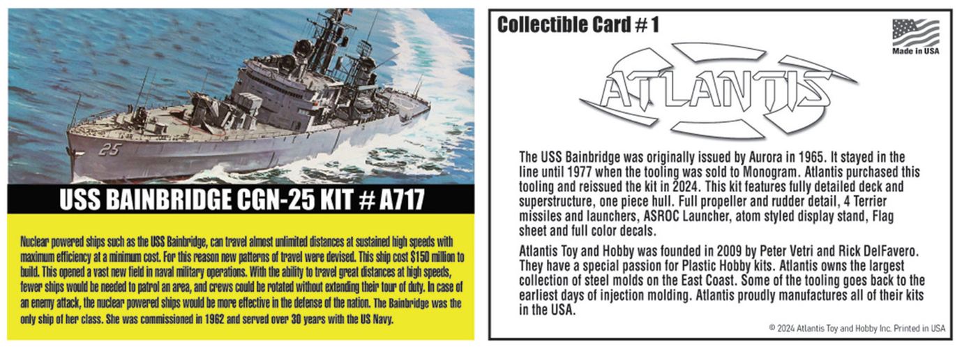 Atlantis Models 1/600 USS Bainbridge Plastic Model Ship Kit