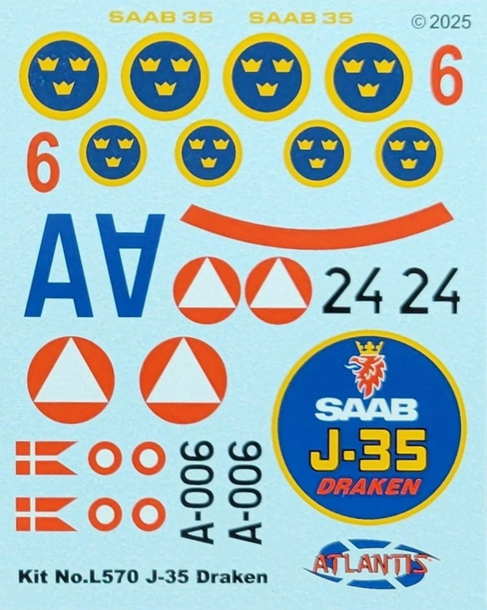 Atlantis Models 1:48 Scale Saab J-35 Draken Supersonic Fighter Jet Plastic Model Kit