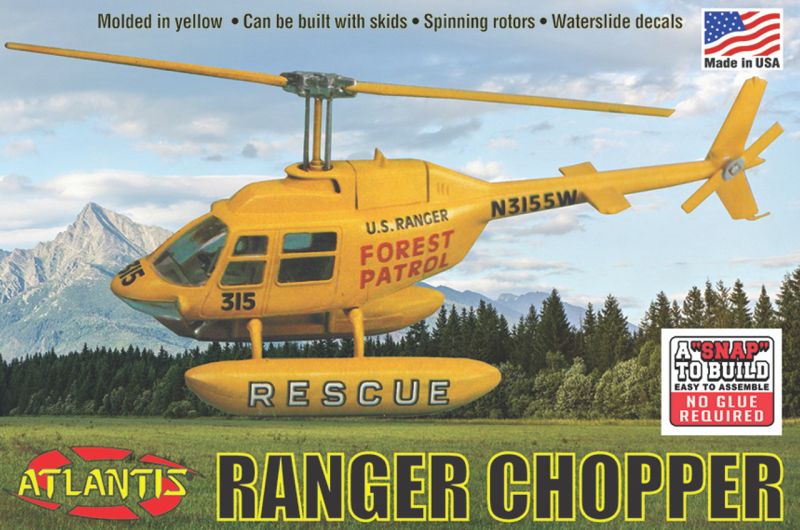 Atlantis Models 1/72 Forest Patrol Rescue Helicopter Snap-Together Plastic Model Kit