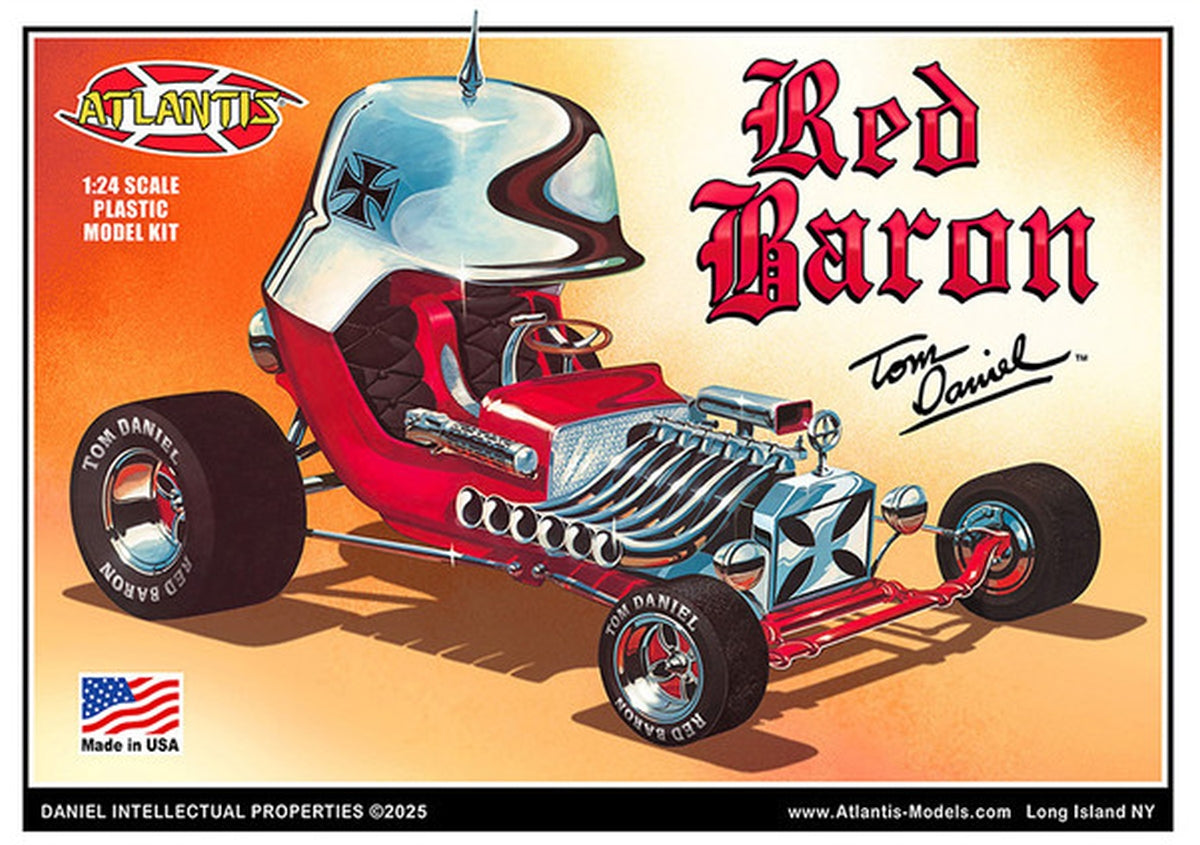 Atlantis Models 1/24 Tom Daniel Red Baron Show Car Plastic Model Kit with Trading Card