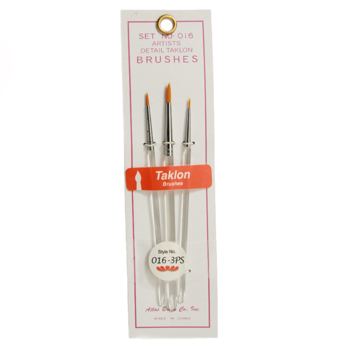Atlas Brushes Golden Taklon Detail Brush Set, 3-Piece (Sizes 2, 0, 5/0)