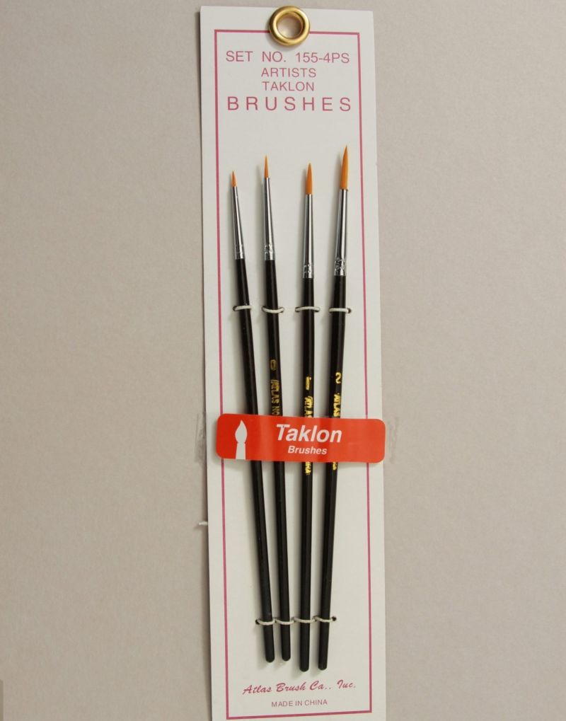 Atlas Brushes Golden Taklon Detail Brush Set, 4-Piece