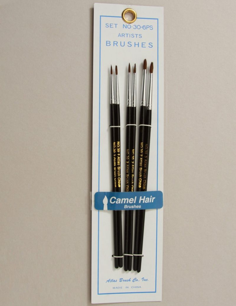 Atlas Brushes Red Sable Brush Set, 6-Piece (Sizes 1, 2, 3)