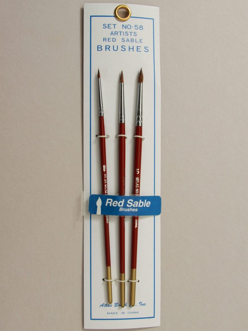 Atlas Brushes Red Sable Brush Set, 3-Piece (Sizes 1, 3, 5)