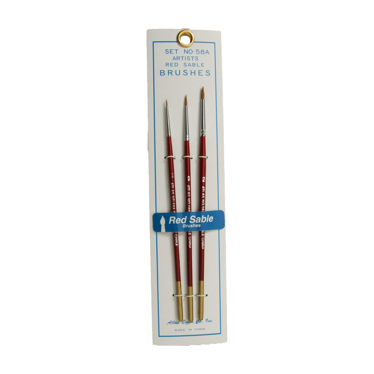 Atlas Brushes Red Sable Brush Set, 3-Piece (Sizes 5/0, 0, 2)