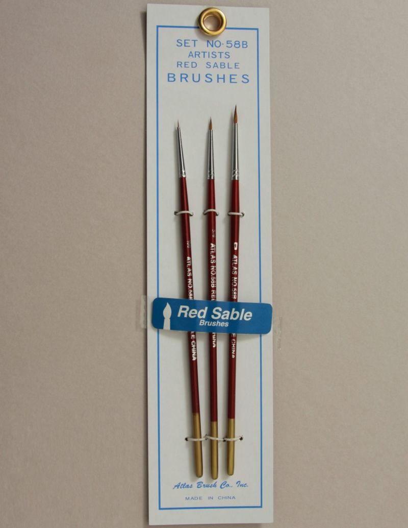 Atlas Brushes Red Sable Brush Set, 3-Piece (Sizes 10/0, 5/0, 0)