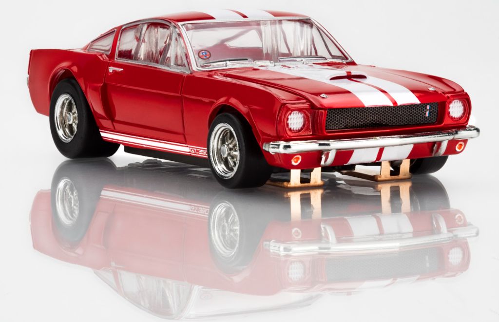 AFX Racing 1966 Shelby GT350 Slot Car – Candy Apple Red with White Stripes HO Scale Mustang