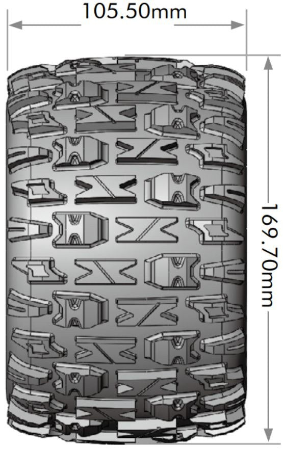 Louise RC MT-Pioneer Sport 1/8 3.8 Monster Truck MFT Belted Tires 17mm Hex Hub 0" & 1/2" Offset LT3321X