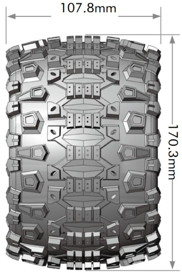 Louise RC MT-Uphill Sport Compound 1/8 4.2 Monster Truck MFT Belted Tires, 0" & 1/2" Offset, LT3219X