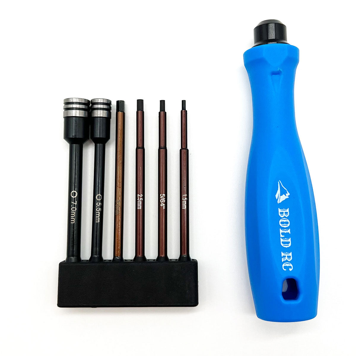 Bold RC 1/8th Tool Set, 1/4" Quick Drive Hex & Nut Driver 6 Piece Set w/Handle