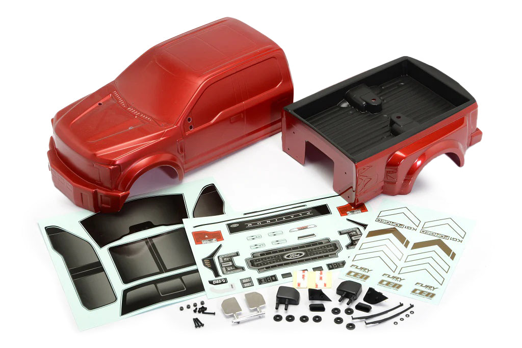 CEN Racing Ford F-450 Super Duty Complete Pre-Painted Body Set - Candy Apple Red - 1/10 Scale 447mm Wheelbase CD0904