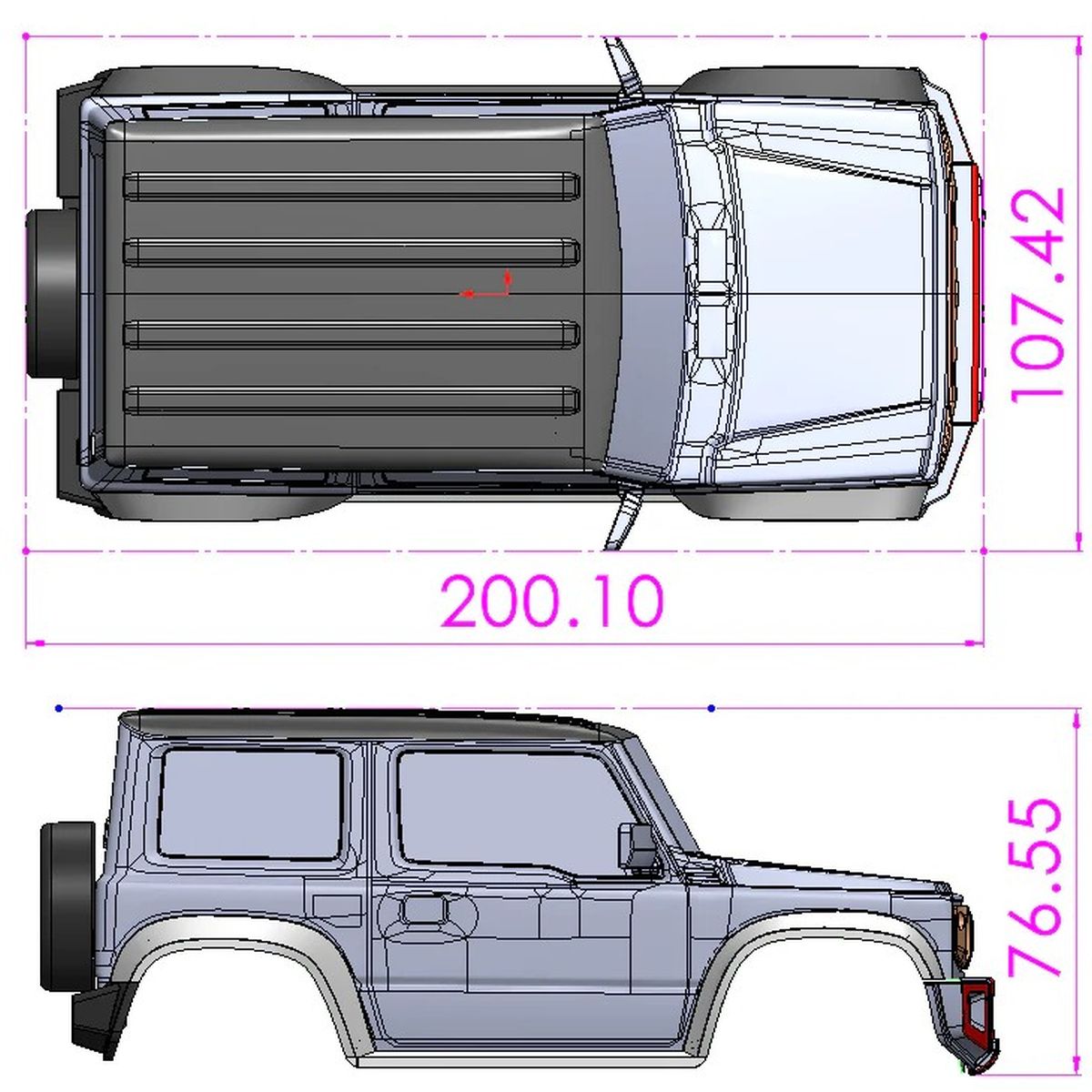 Carisma MSA-1E Suzuki Jimny JB74 Painted Body Set Black 1/10 Scale
