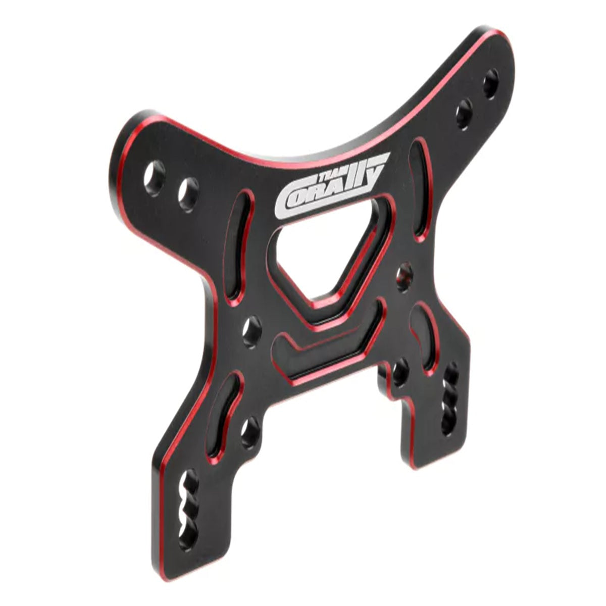 Corally 3mm 7075 Aluminum Front Shock Tower | Hard Anodized Black/Red