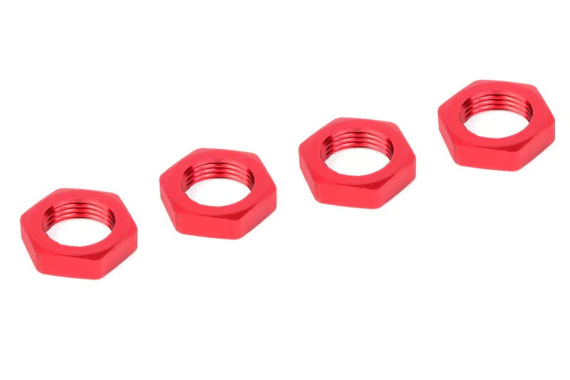 Corally Wheel Nut - Serrated - Aluminum - Red - 4 | RC Replacement Part
