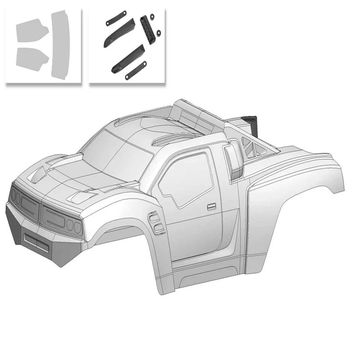 Team Corally Punisher XD Clear Body Shell with Decals - 1/12 Monster Truck