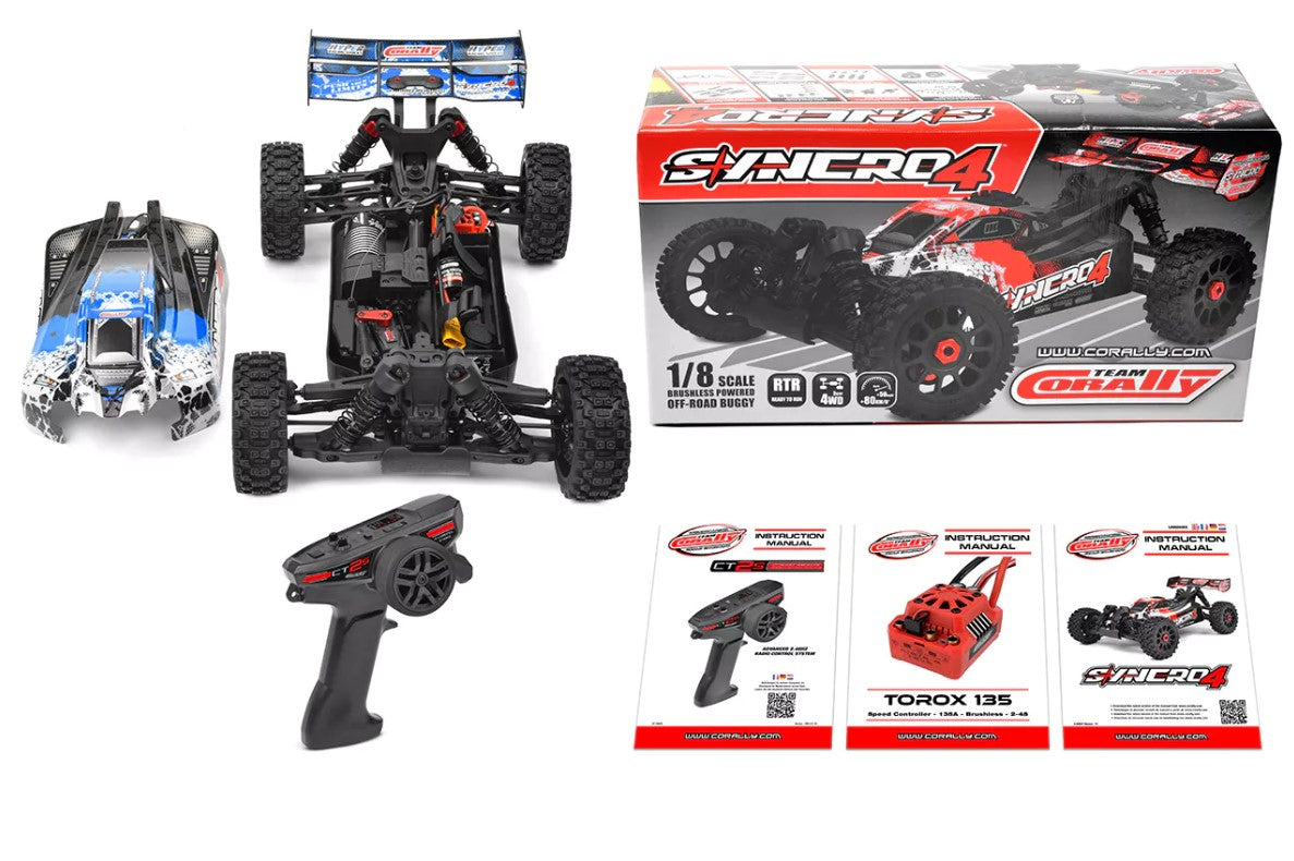 Corally Syncro-4 1/8 4S Brushless 4WD Off Road Buggy RTR - Blue COR00287-B