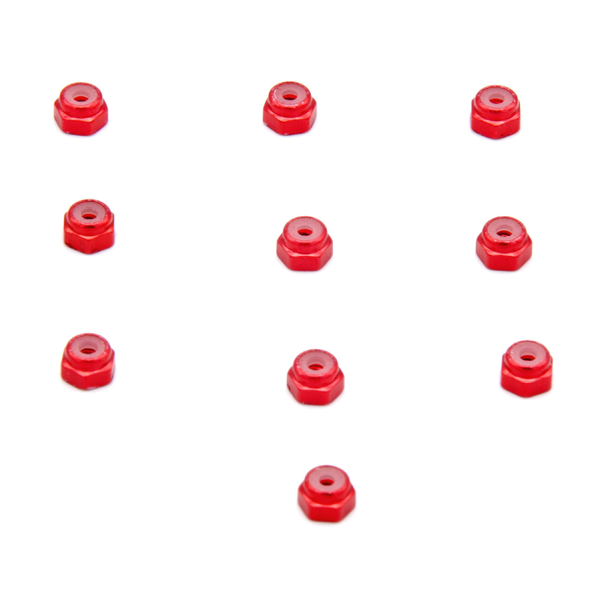 Corally Aluminum Nylstop Nut M2 Red 10 pcs | RC Hardware
