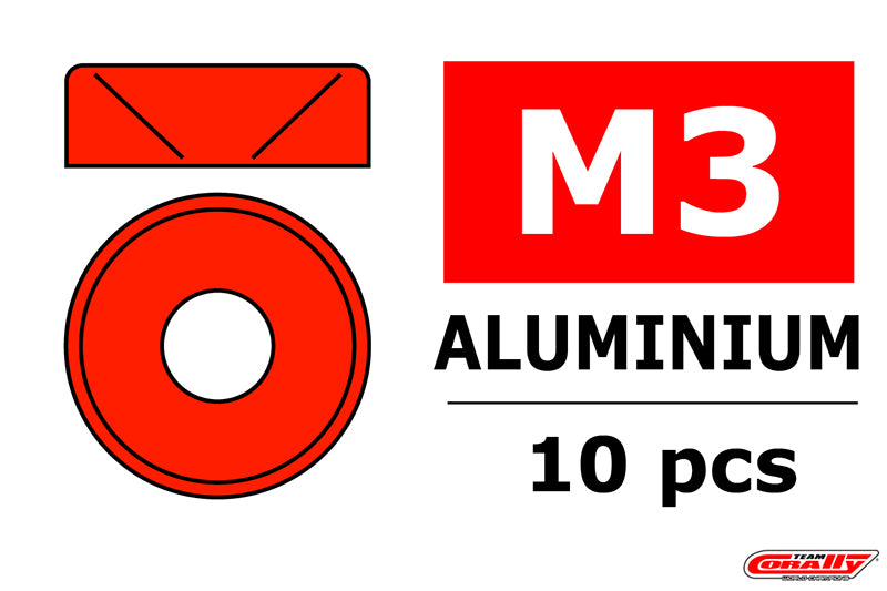 Corally Red Aluminum Washer for M3 Flat Head Screws OD=8mm