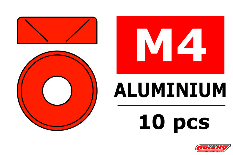 Corally Red Aluminum Washer for M4 Flat Head Screws OD=10mm 10