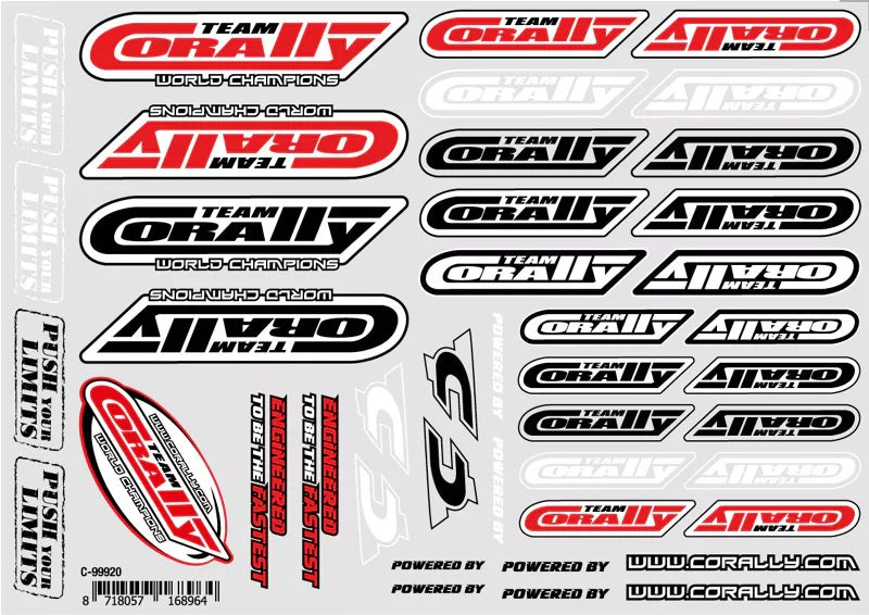 Corally Sponser Sticker Sheet, Precut - 210x148mm - 1pc | RC Body Graphics