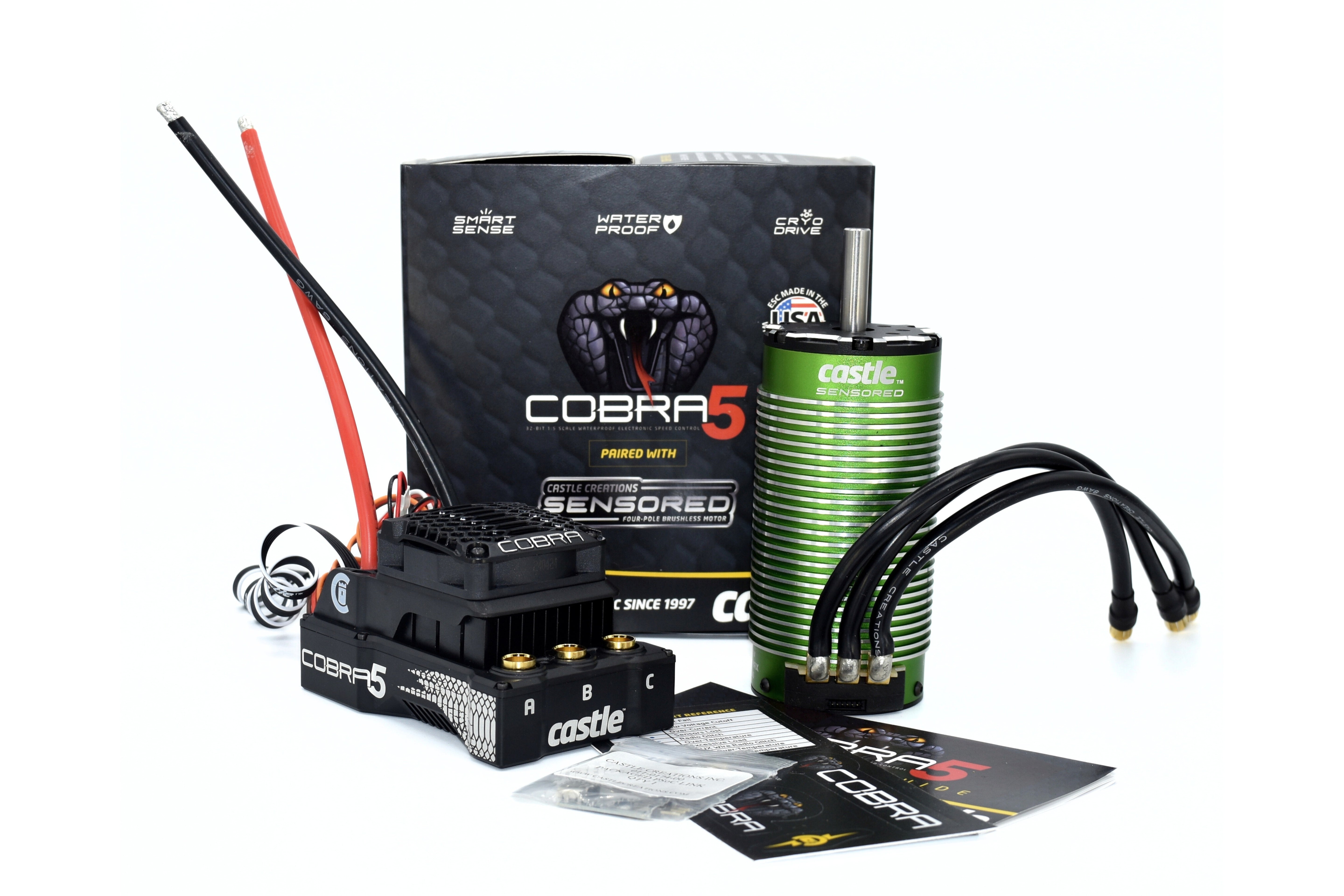Castle Creations Cobra 5 8S 33.6V ESC 20A PEAK BEC w/2028-1100KV 010-0179-02