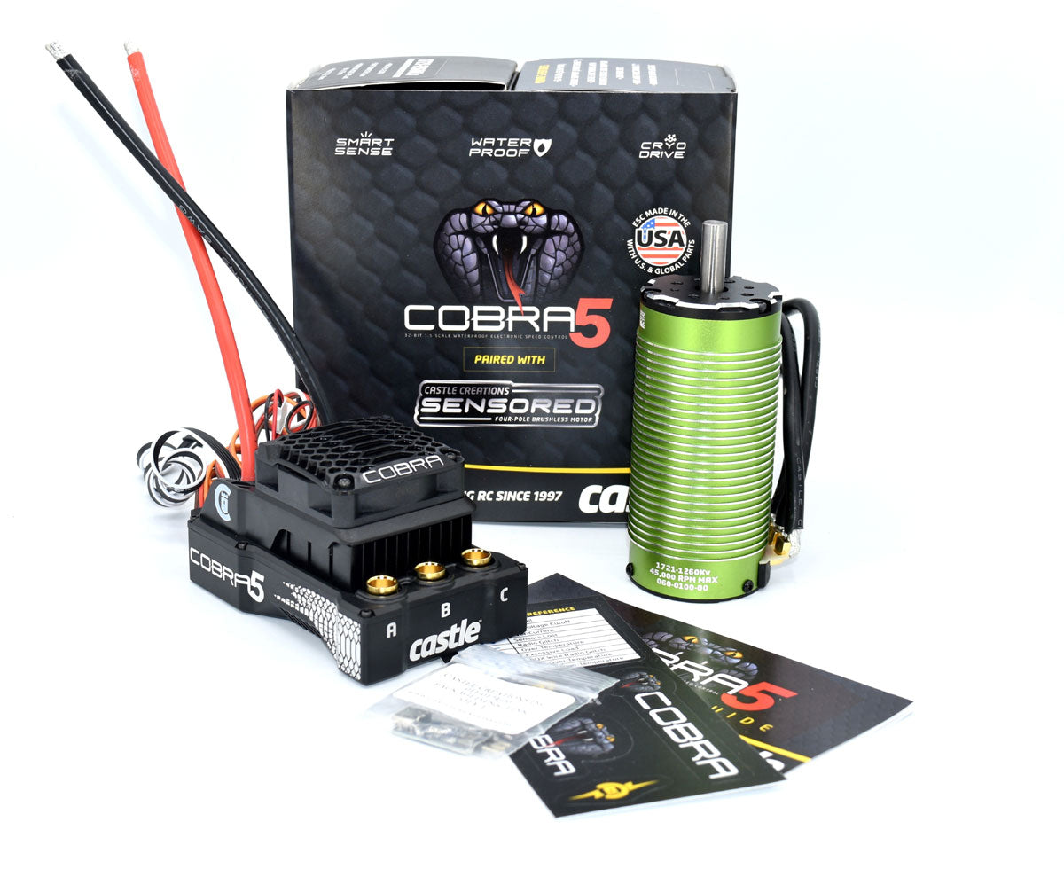 Castle Creations Cobra 5 8S 33.6V ESC 20A PEAK BEC w/1721-1260KV 010-0179-03