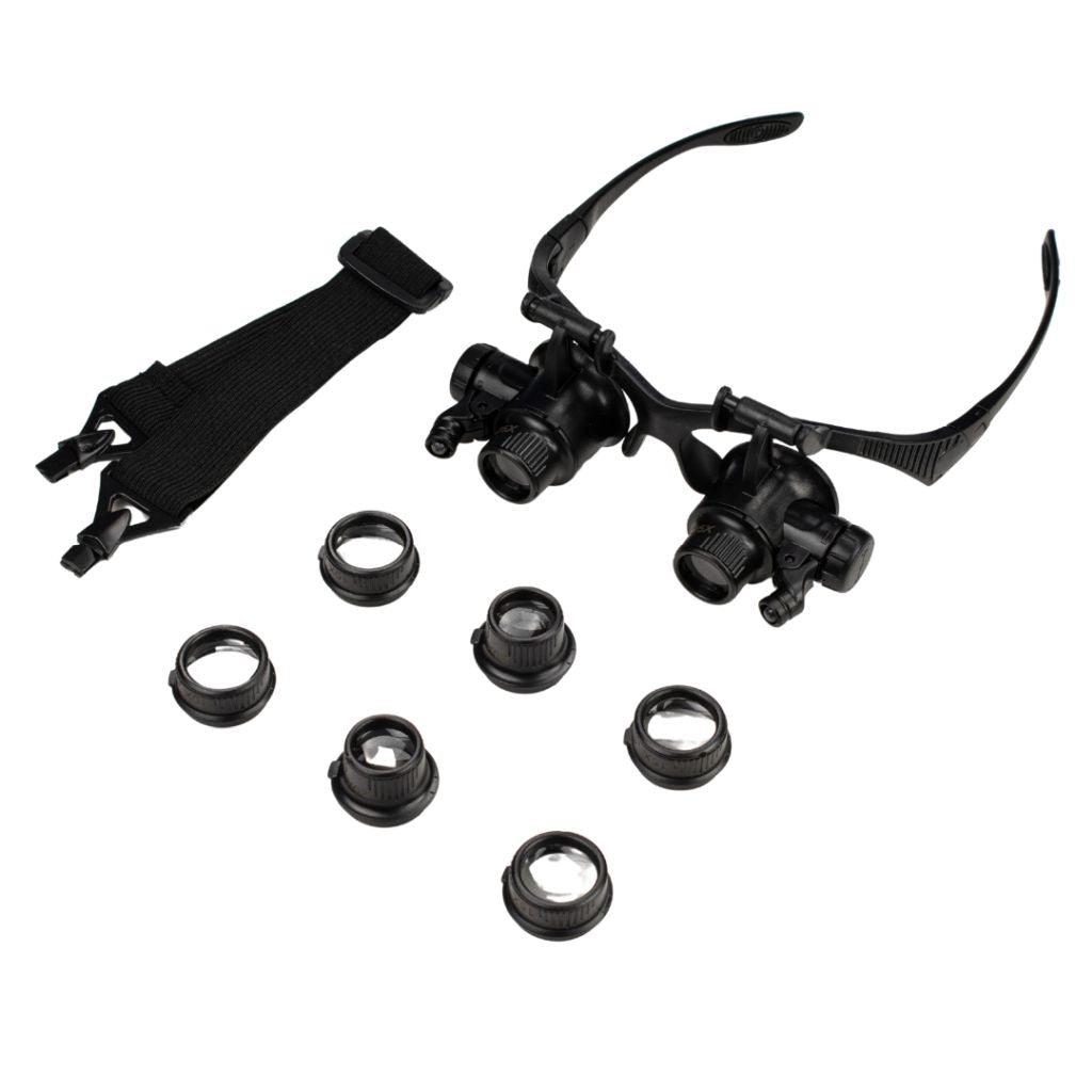 Enkay 2964 Multi-Powered LED Lighted Magnifying Eyewear – Interchangeable 10X / 15X / 20X / 25X Lenses