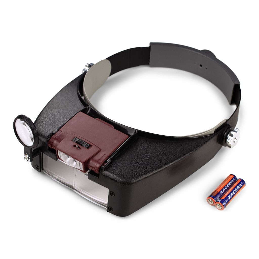 Enkay 2968 Adjustable LED Lighted Magnifying Visor – Up to 10X Magnification with Removable Dual LEDs