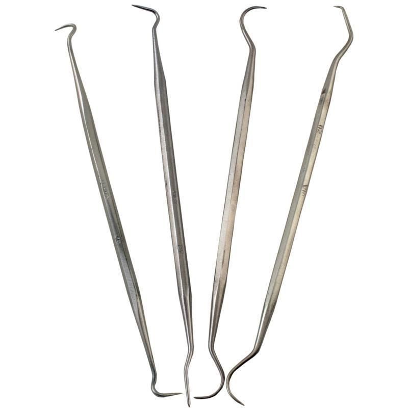 Enkay 350-4C 4-Piece Stainless Steel Double-End Dental Pick Set – Precision Picks for Hobby & Detail Work