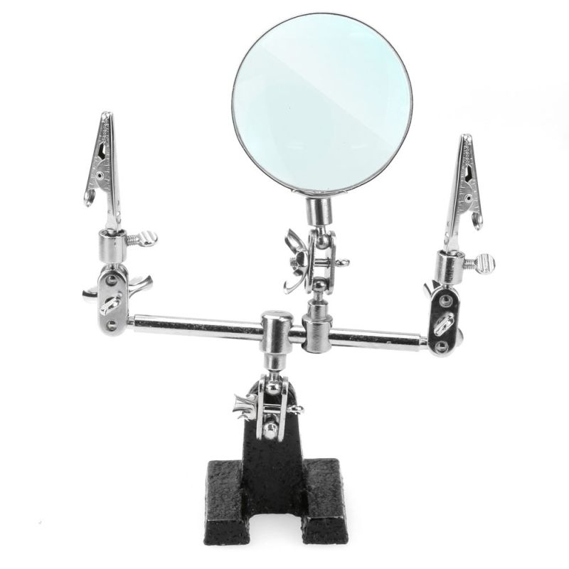 Enkay 4030 Helping Hands with 2-1/2" Magnifying Glass – Heavy Cast Iron Base for Soldering & Detail Work