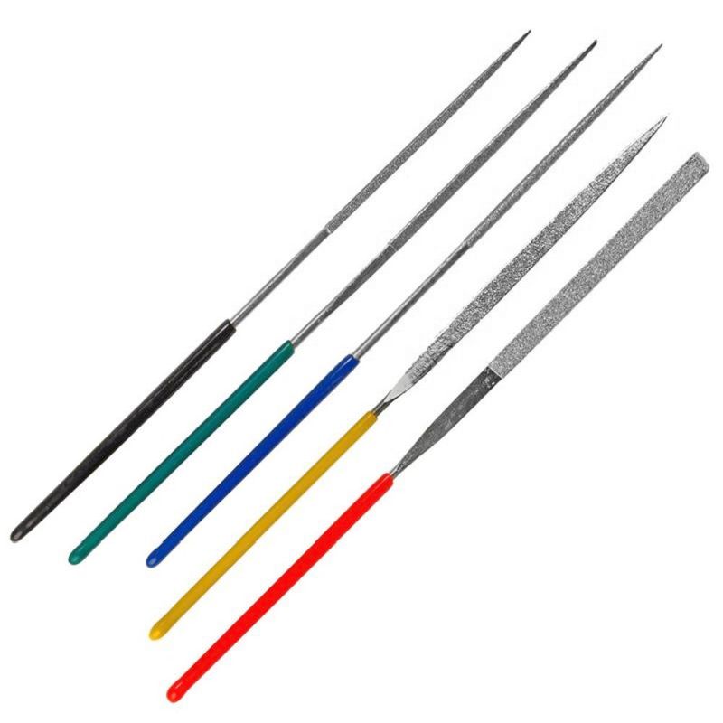 Enkay 445-C 5-Piece Mini Diamond Needle File Set – 4" Files for Glass, Ceramic & Hardened Steel