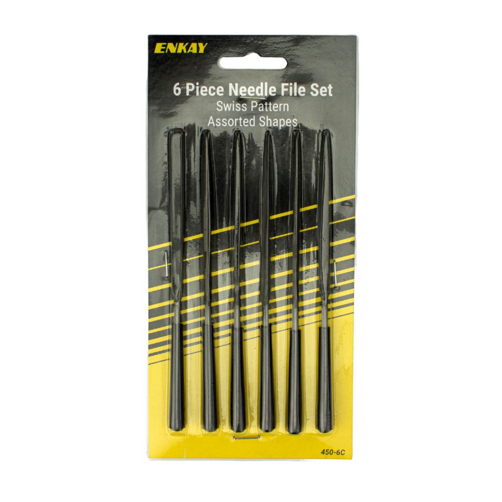 Enkay 450-6C 6-Piece Needle File Set – Double-Cut High Carbon Steel for Precision Filing