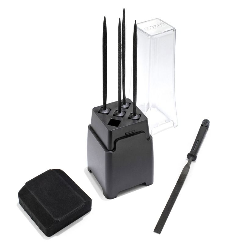 Enkay SC801-1 Needle File Set with Angled File Block – 5 Carbon Steel Files & Storage Case
