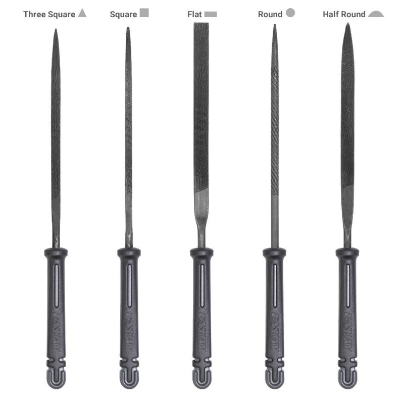 Enkay SC801-1 Needle File Set with Angled File Block – 5 Carbon Steel Files & Storage Case