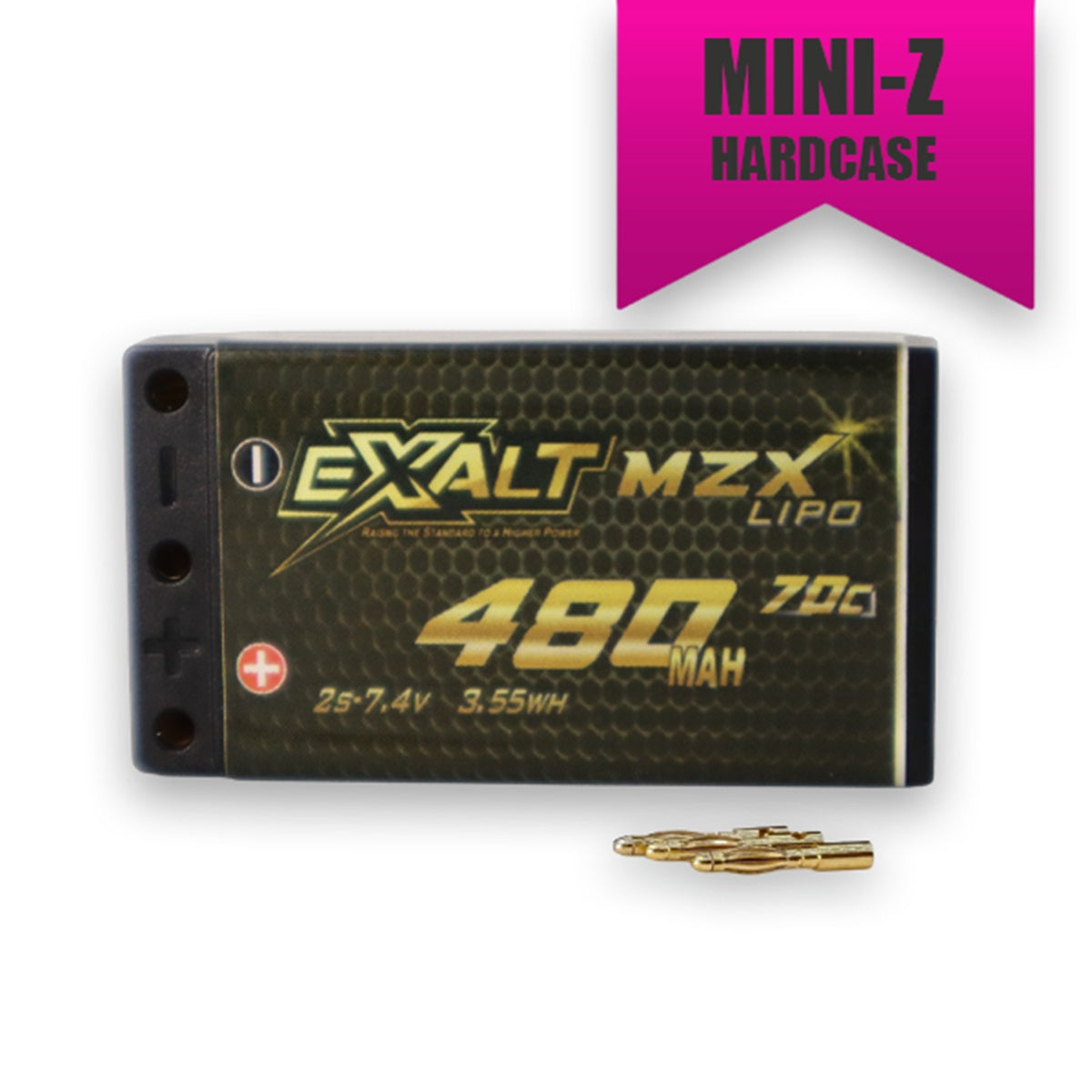 Exalt X-Rated 2S 70C Mini-Z Shorty LiPo Battery 7.4V 480mAh – High-Capacity Hardcase