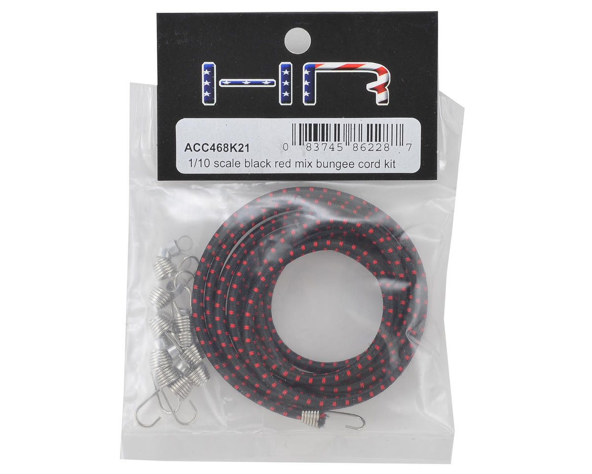 Hot Racing 1/10 Scale Black/Red Bungee Cord DIY Kit - 4ft Length, Builds 6 Cords