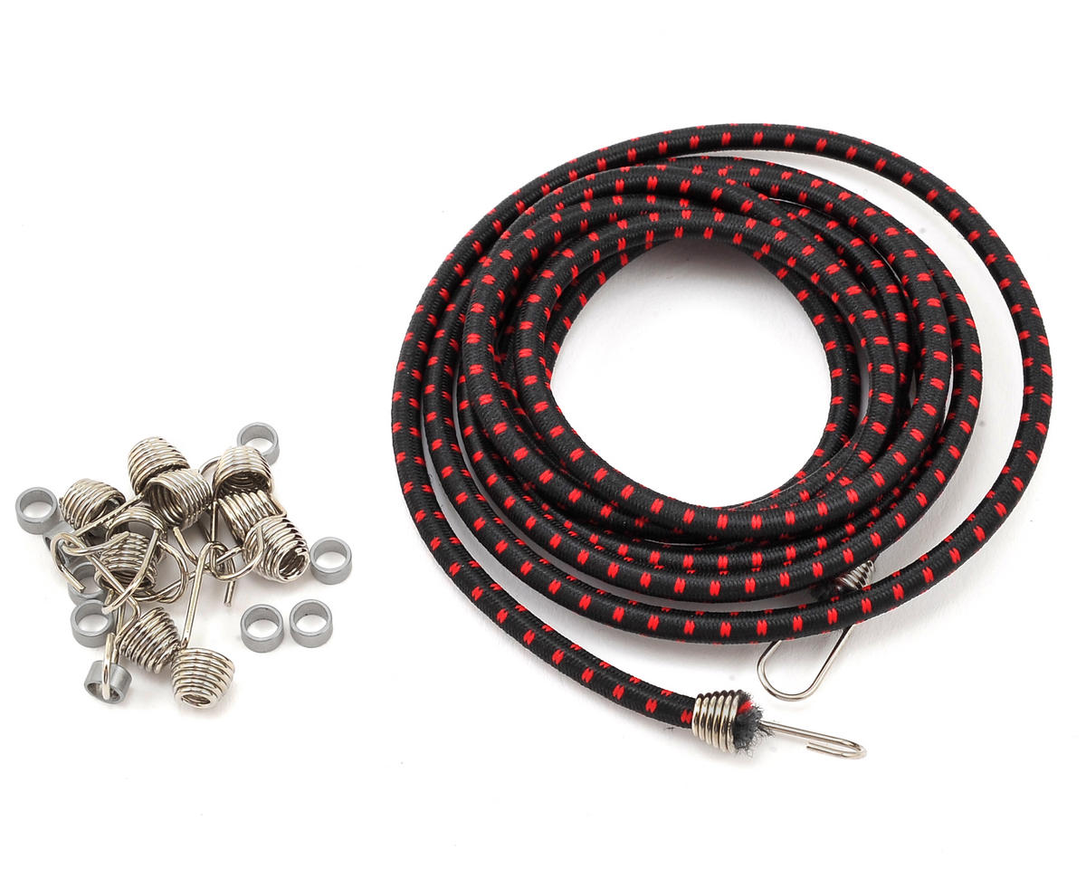 Hot Racing 1/10 Scale Black/Red Bungee Cord DIY Kit - 4ft Length, Builds 6 Cords