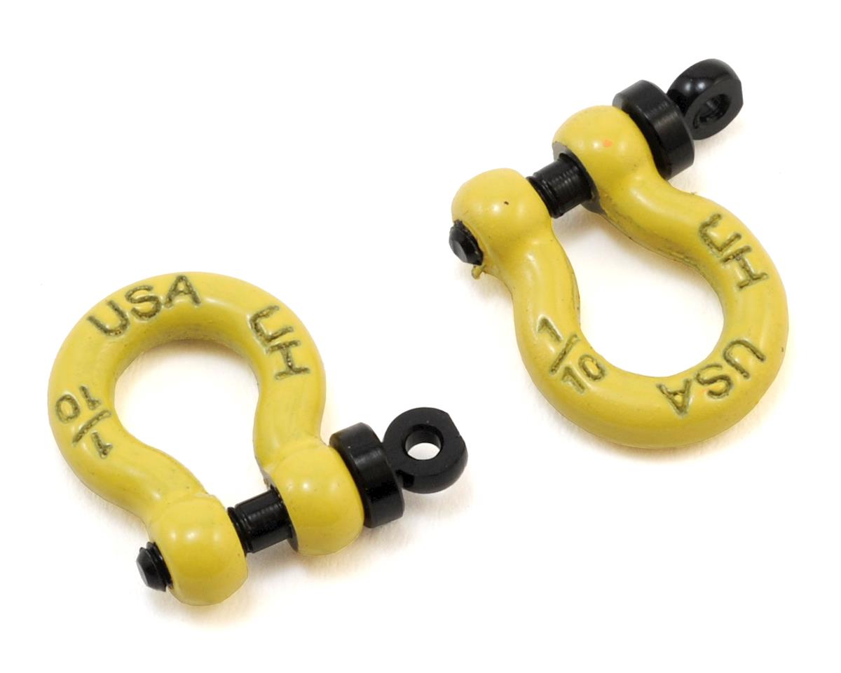 Hot Racing Aluminum 1/10 Scale Tow Shackles Yellow (D-Rings) for Axial SCX10 Jeep