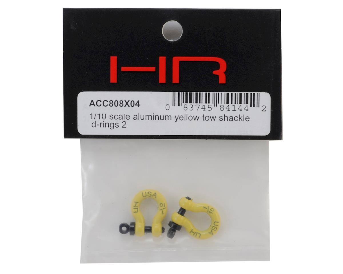 Hot Racing Aluminum 1/10 Scale Tow Shackles Yellow (D-Rings) for Axial SCX10 Jeep