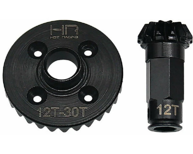 Hot Racing 30T/12T High-Torque Steel Helical Diff Ring & Pinion Rear Gear Set for Arrma Grom 1/18 4WD