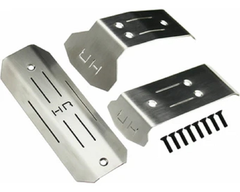 Hot Racing Stainless Steel Front, Center & Rear Skid Plate Set for Traxxas Mini Maxx