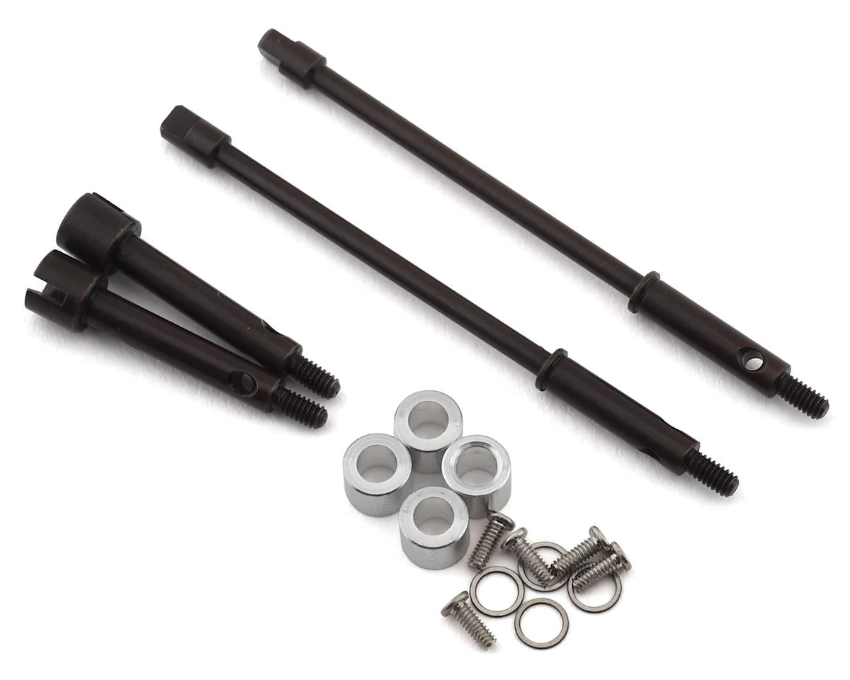 Hot Racing +4mm Wide-Track Hardened Steel Drive Stub Axle Set for Axial SCX24