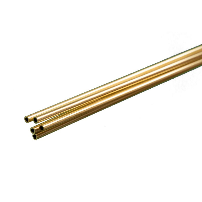 K&S Metals Round Brass Tube 3/32" OD x 0.014" Wall x 36" — 5-Pack Fine 260/272 Brass Tubing