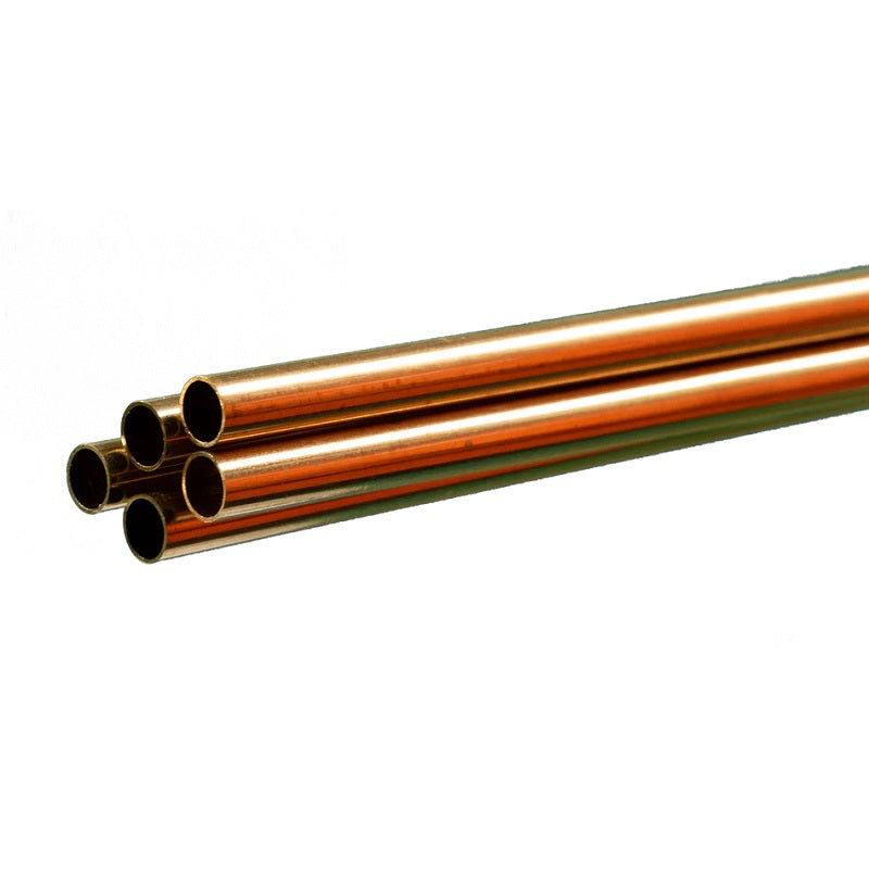 K&S Metals Round Brass Tube 1/4" OD x 0.014" Wall x 36" — 5-Pack 260/272 Brass Tubing for Hobby