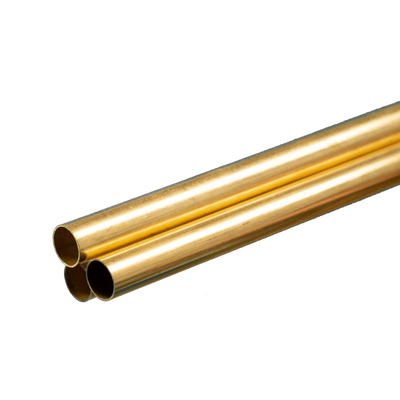 K&S Metals Round Brass Tube 3/8" OD x 0.014" Wall x 36" — 3-Pack 260/272 Brass Tubing for Plumbing