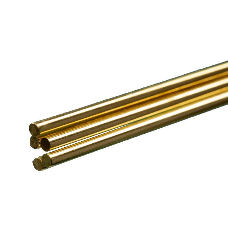 K&S Metals Round Brass Rod 3/32" OD x 36" — 5-Pack 260 Brass Rod for Models & Detail Work